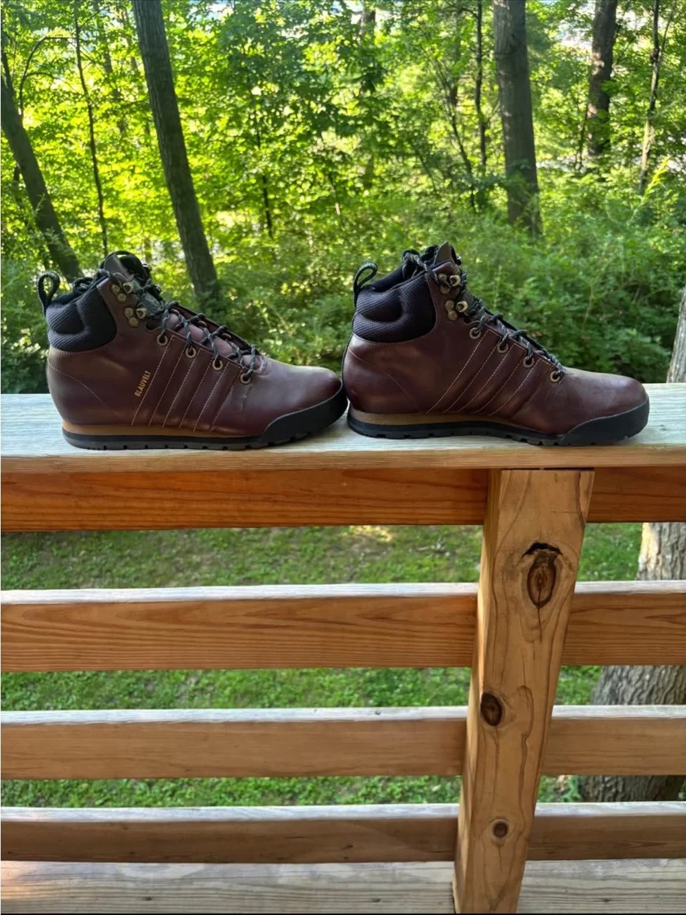 adidas Brown Leather Lace-Up Hiking Boots